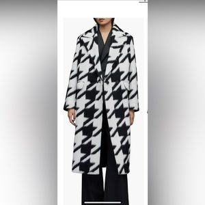 Allsaints Mabel Houndstooth Oversized Cocoon Coat Sz US8